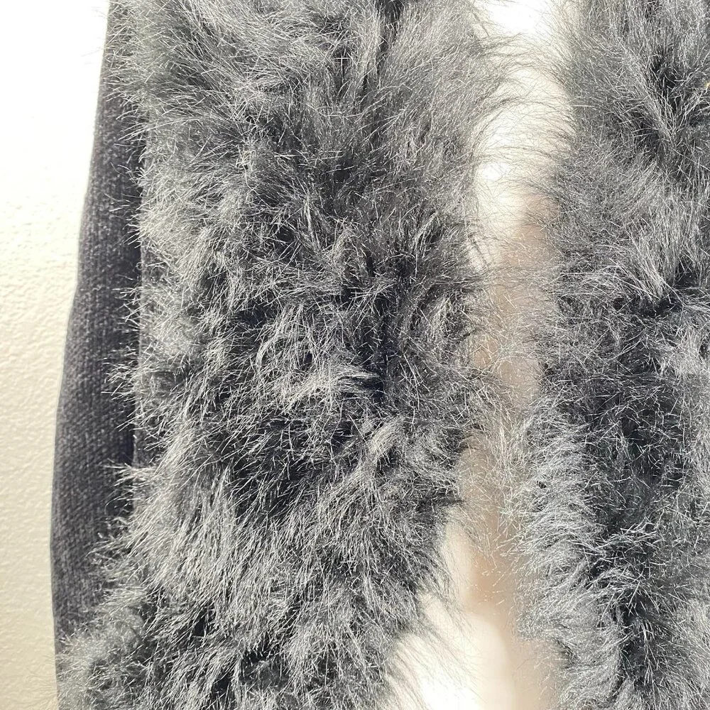 Lisa International Blazer Coat Women's Black Sz XL Faux Fur Trim Mob Wife VTG - Picture 8 of 12
